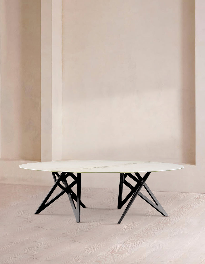 Ligne Roset Ennéa Oval Dining Table Base In Black Stained Ash