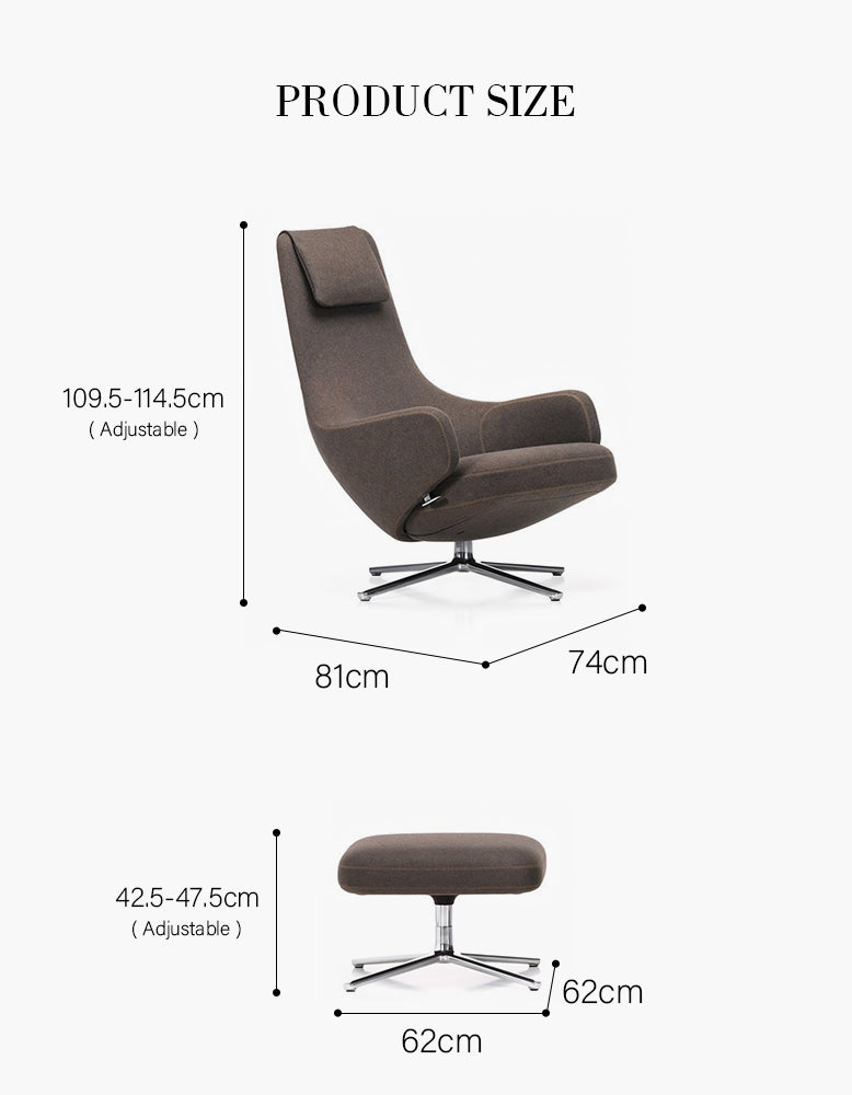 Repos Armchair & Ottoman, Grey