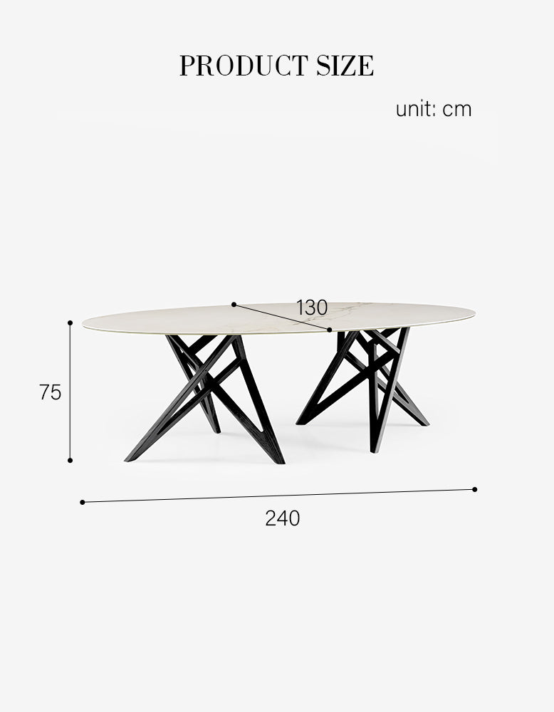 Ligne Roset Ennéa Oval Dining Table Base In Black Stained Ash