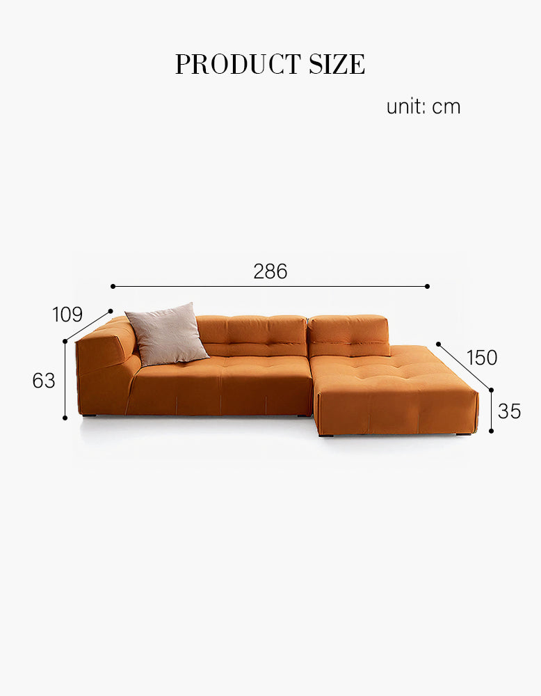 B&B Italian Tufty-Too Corner Sofa with Chaise, Made to order only