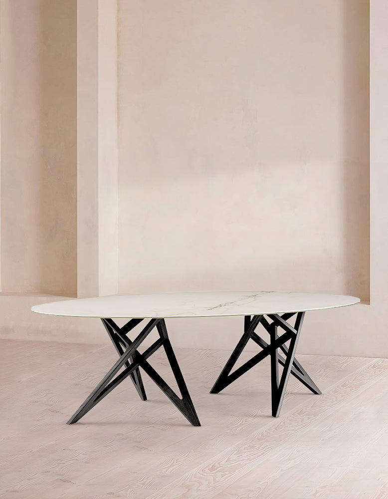 Ligne Roset Ennéa Oval Dining Table Base In Black Stained Ash