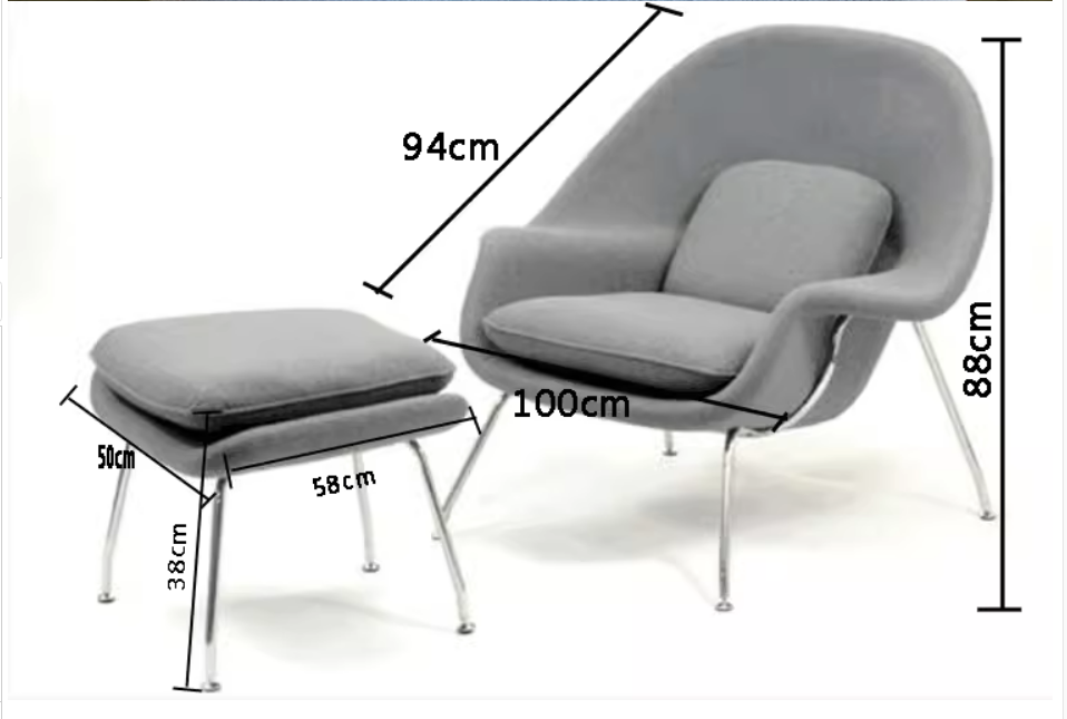 Classic Womb Chair & Ottoman, In Premium Velvet or Linen, Sky BlueDescription



The mid century style armchair with ottoman, created by Eero Saarinen for Knoll in 1948, has become an iconic piece of modernist design. The velvet ar