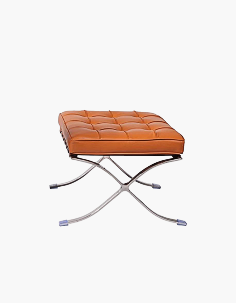 Barcelona Ottoman, Real Leather, Brown