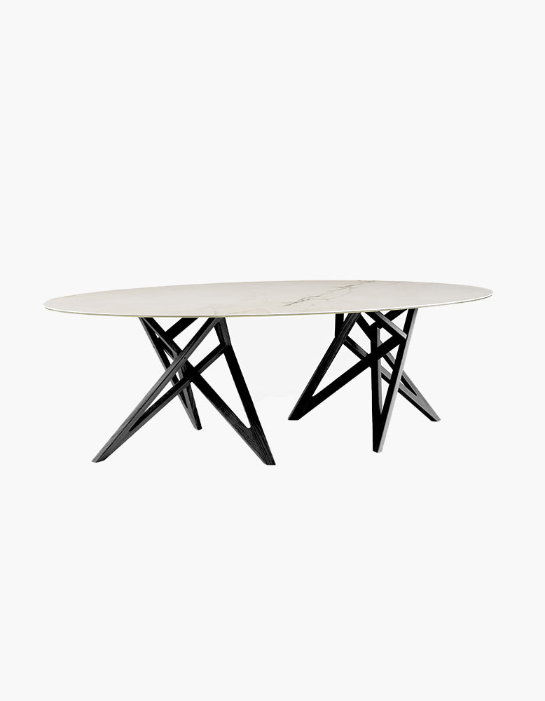 Ligne Roset Ennéa Oval Dining Table Base In Black Stained Ash