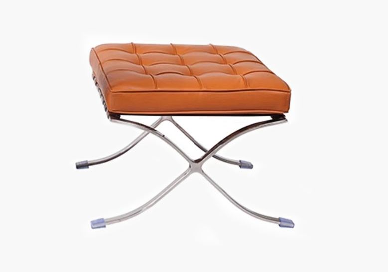Barcelona Ottoman, Real Leather, Brown