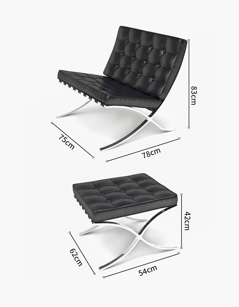 Barcelona Ottoman, Real Leather, Brown