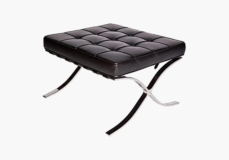 Barcelona Ottoman, Real Leather, Brown